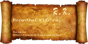 Rozenthal Klára névjegykártya